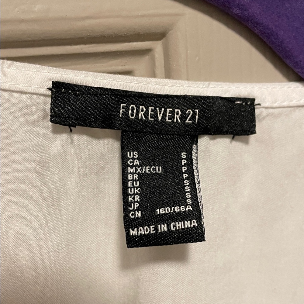 Forever 21 White Top with Floral Accents - Picture 2 of 7